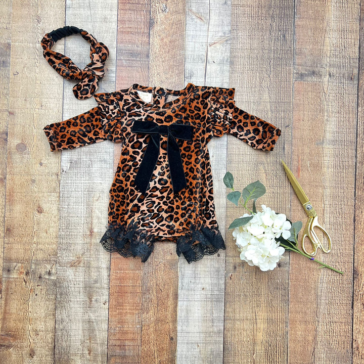 Born To Be Wild Baby Girl Infant Velvet Leapard Romper Online