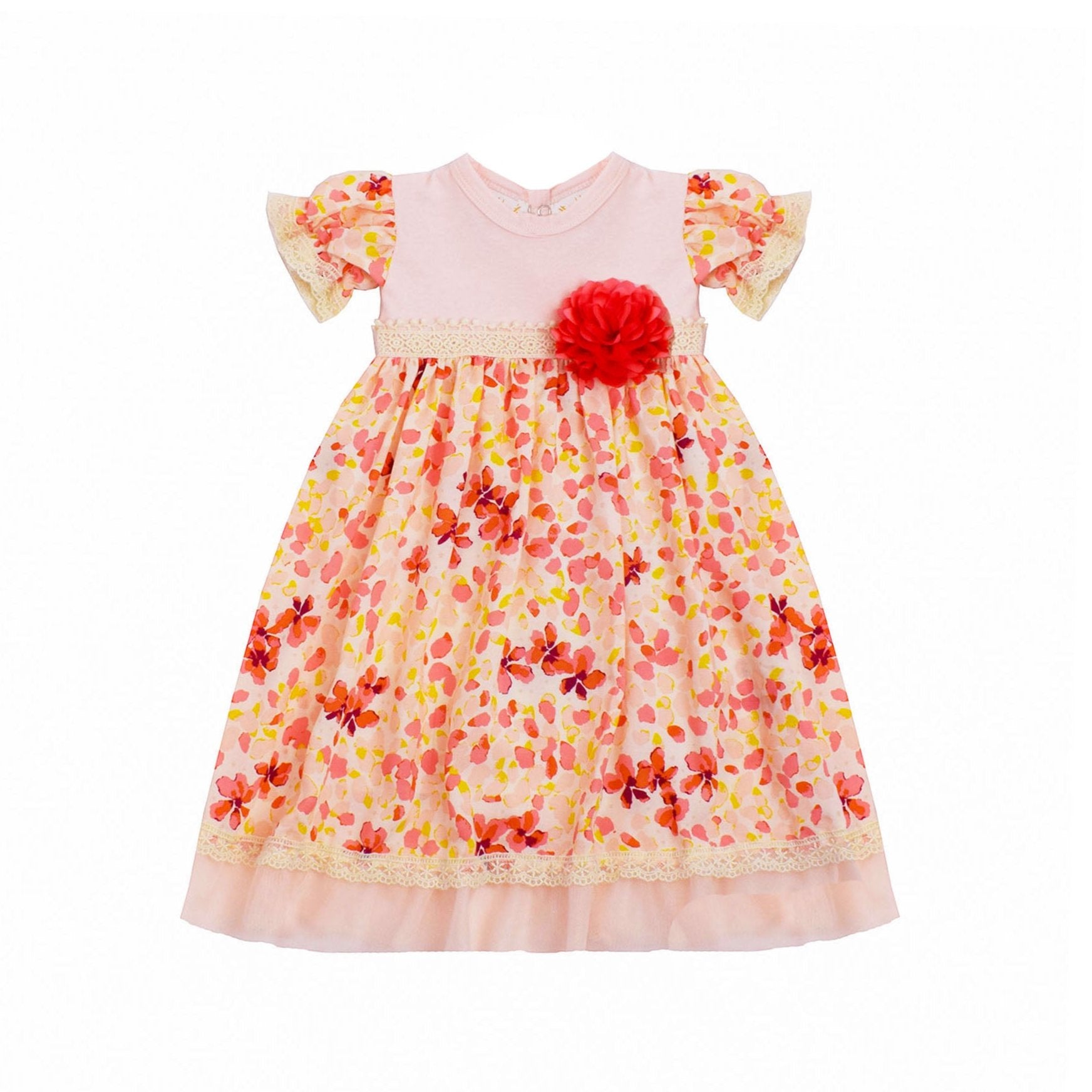 Peach Delight Floral Print Gown