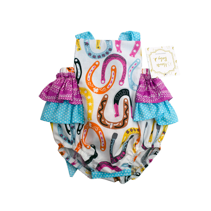 Rodeo Queen Horseshoe Cowgirl Infant Sunsuit