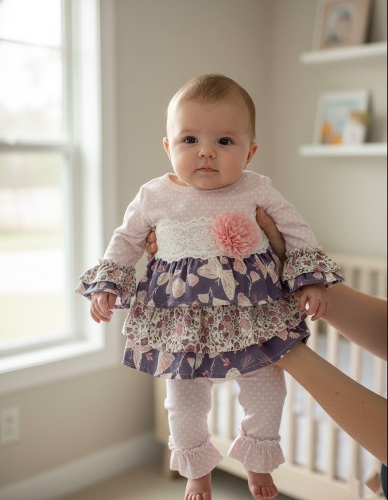 Haute Baby Blush and Fog Toddler Girl Swing Dress