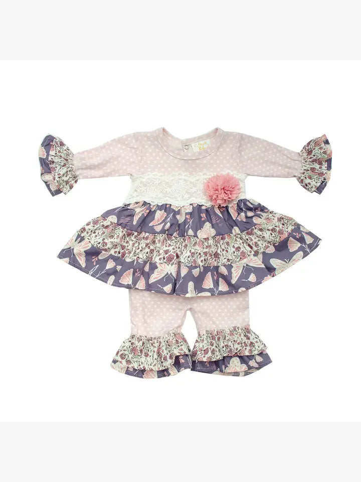 Haute Baby Blush and Fog Girl Romper for Infants