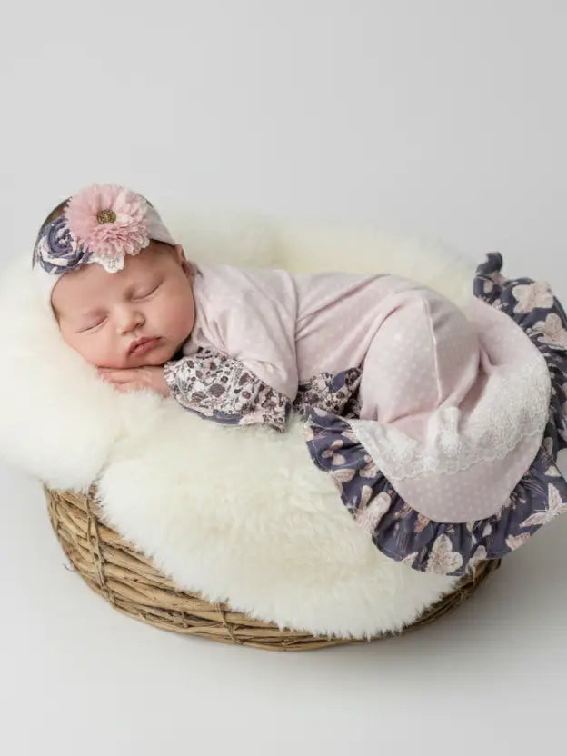 Haute Baby Blush and Fog Girl Gown for Infants&nbsp;