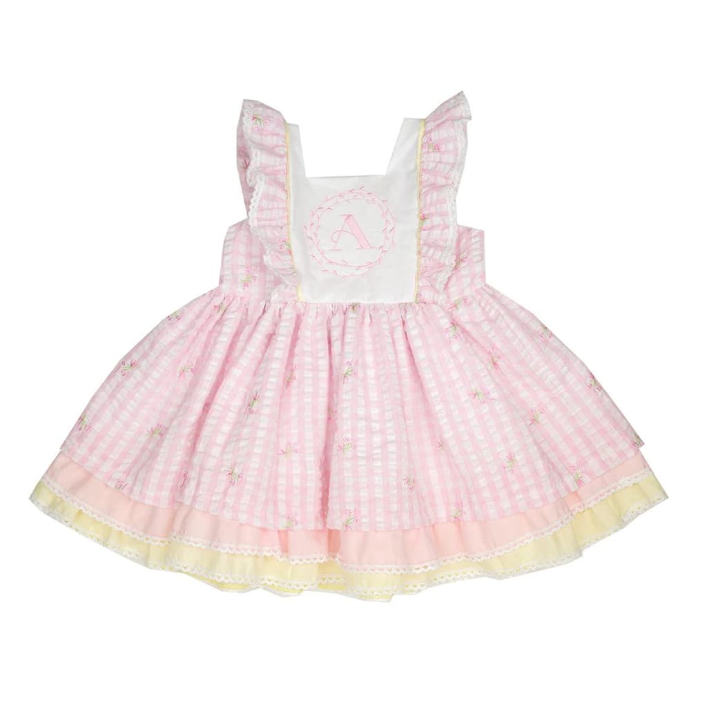 Buy Cutie Pie Girls Embroidery Seersucker Dress in Pink 