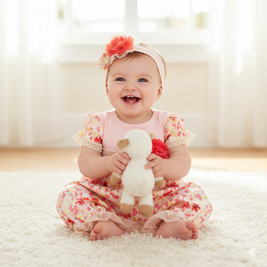 Peach Delight Floral Print Romper