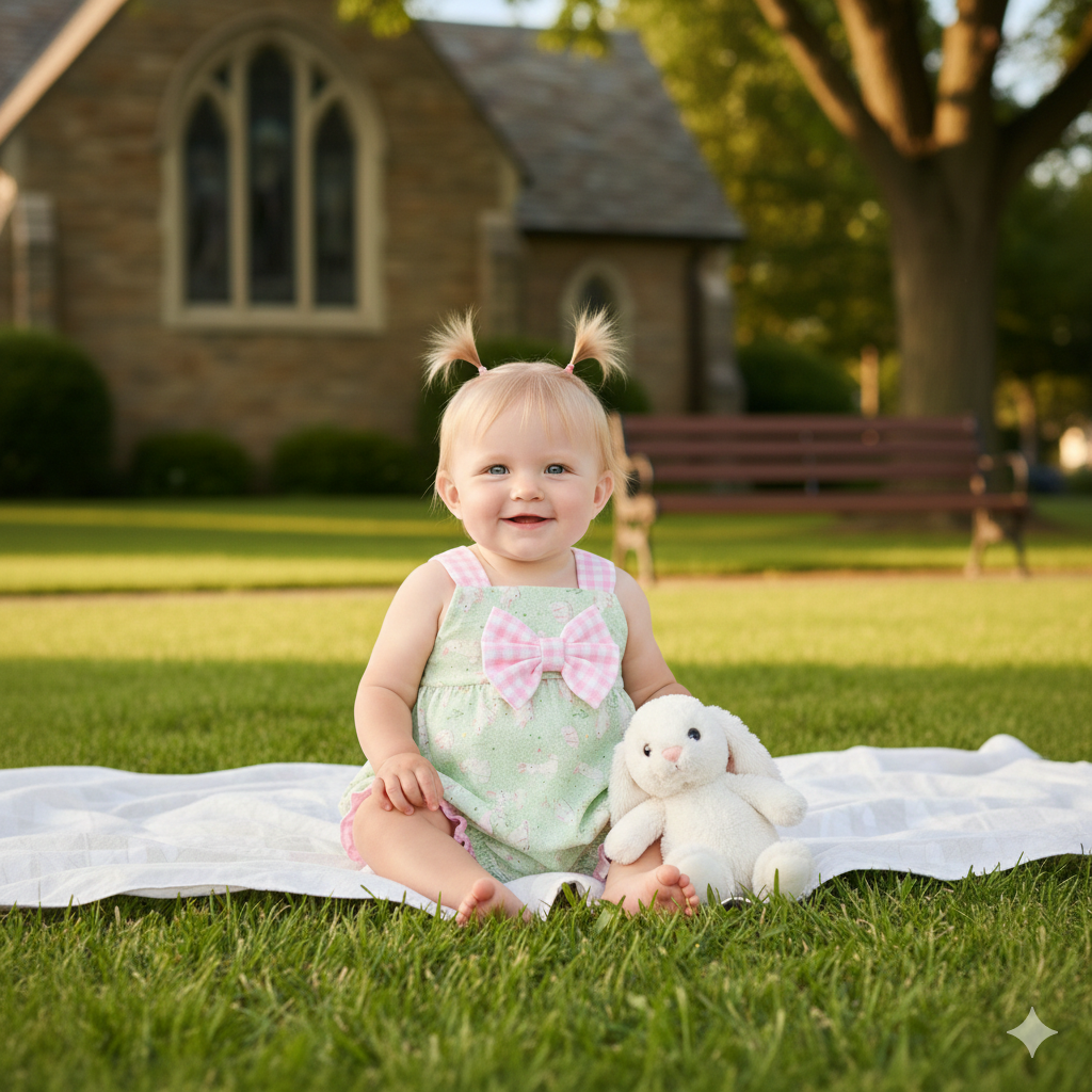 Bunny Love Little Girls Easter Romper