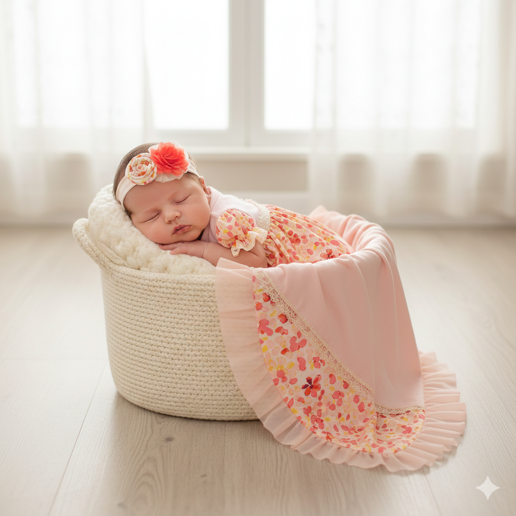 Peach Delight Floral Print Blanket