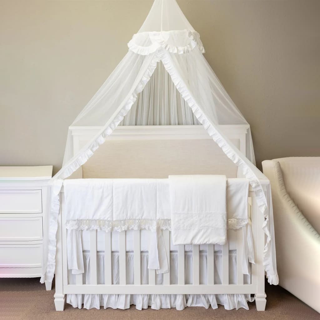 Nursery Crib White Tulle Canopy