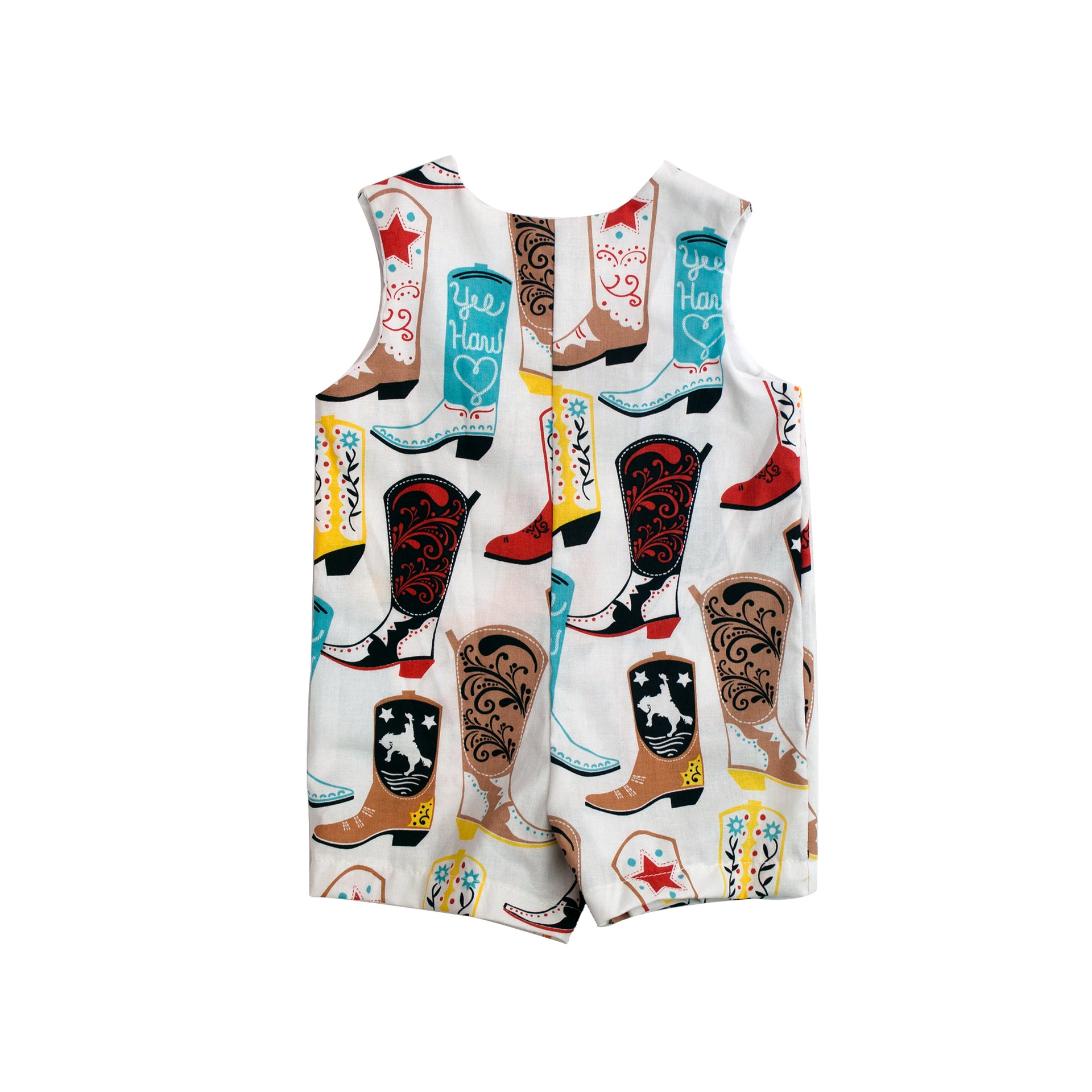 Chuckwagon Gang Rodeo Infant Toddler Cowboy Boot Print Romper