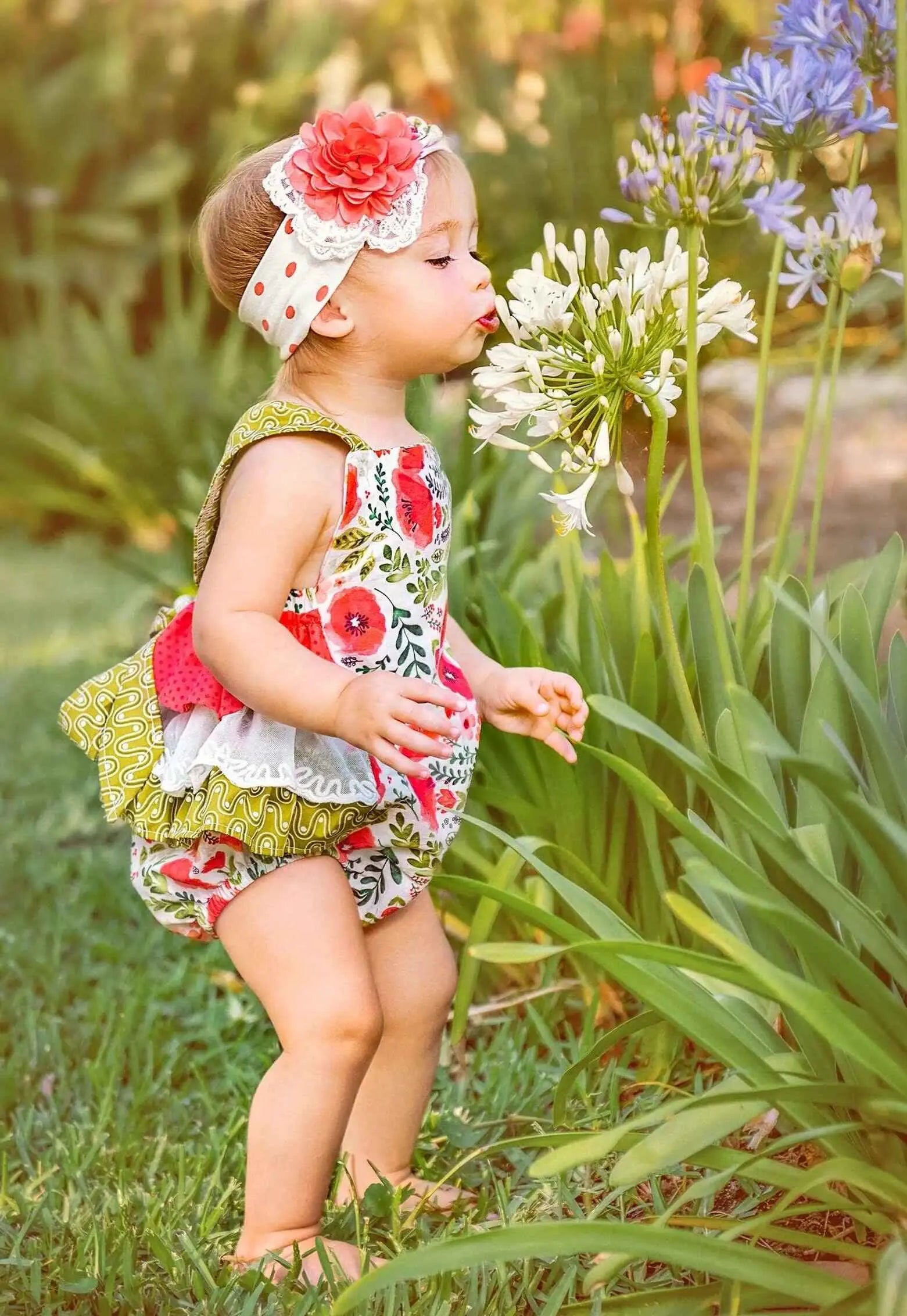 Poppy Garden Sunsuit for Newborns 