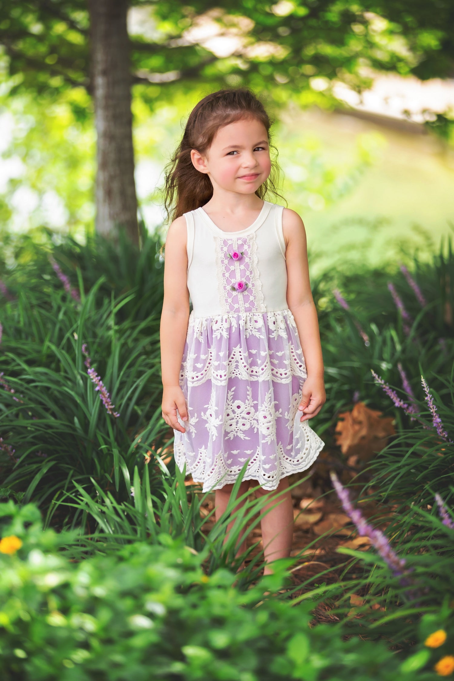 Premium Quality  Lacy Lilac Little Big Girls Dress 