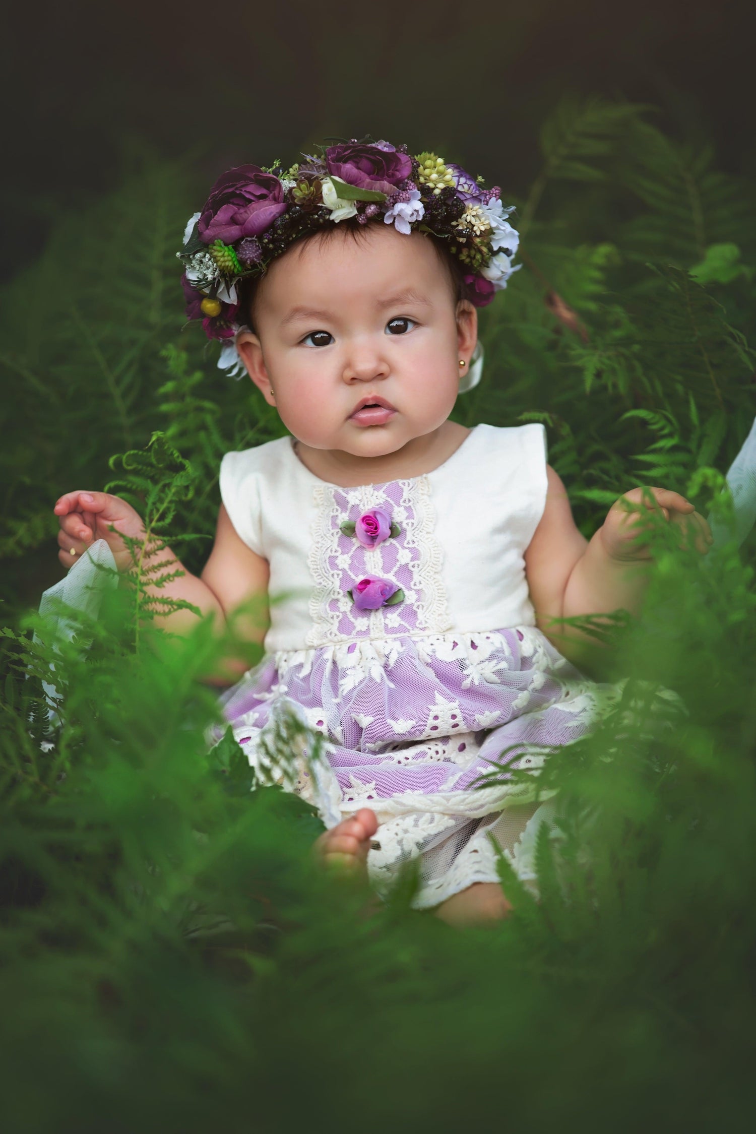 Premium Quality  Lacy Lilac Little Big Girls Dress Online 