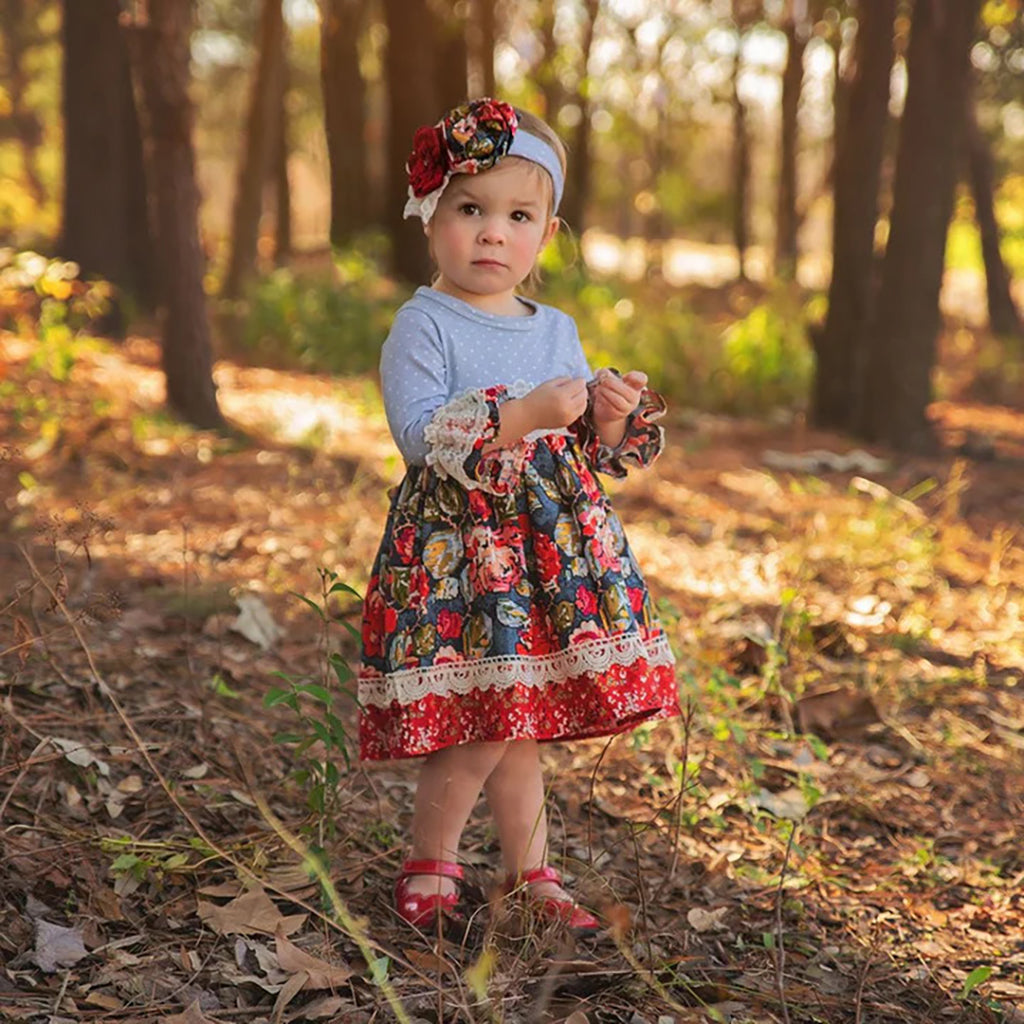 Autumn Blooms Girls Dress - Haute Baby