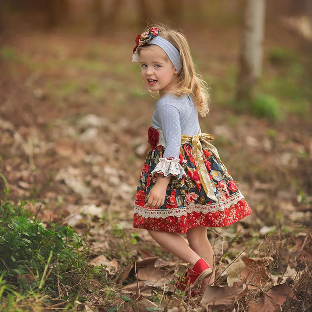 Autumn Blooms Girls Dress - Haute Baby