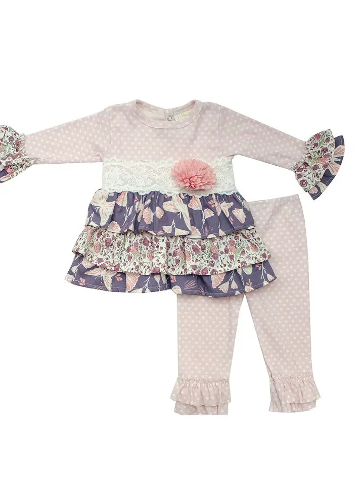 Haute Baby Blush and Fog Toddler Girl Swing Dress