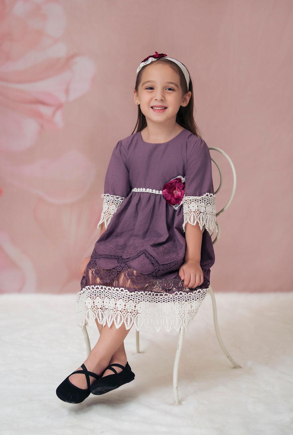 Best Quality Violet Field Dress for Baby Girls 