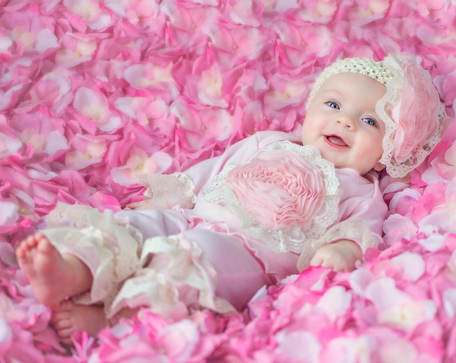 Haute Baby Pink Lullabye Newborn Girls Gown