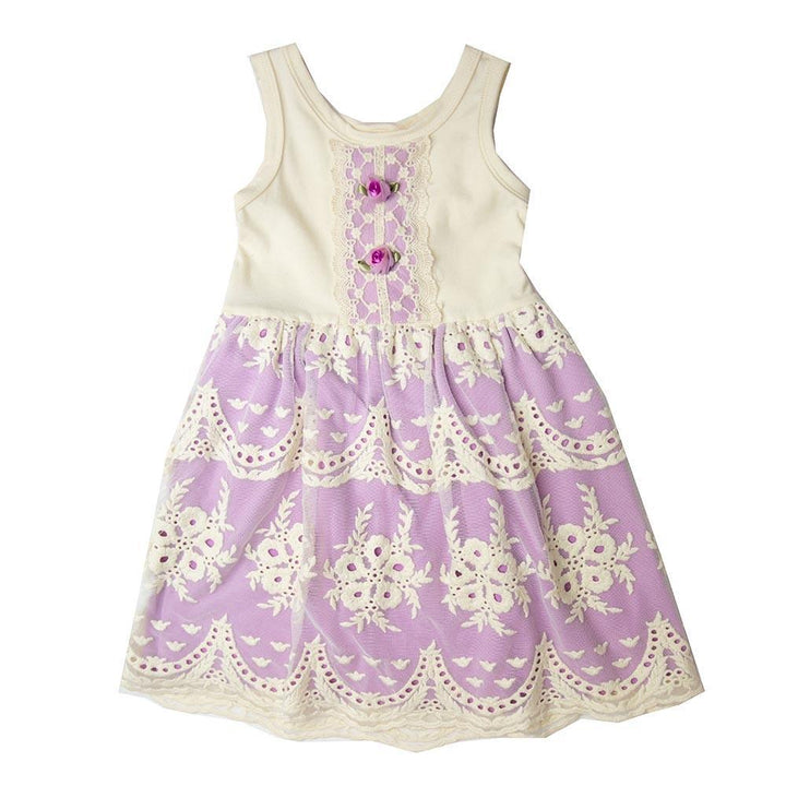 Premium Quality  Lacy Lilac Little Big Girls Dress Online - Haute Baby