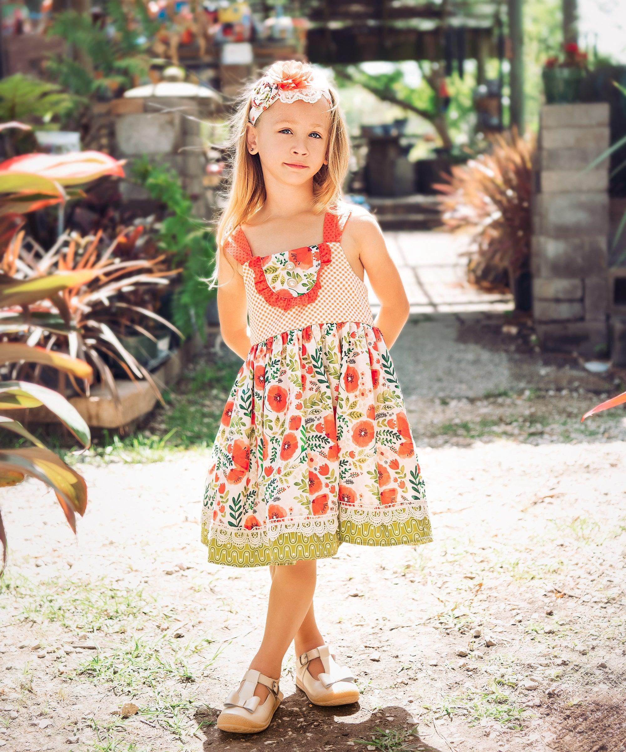 baby girl spring dresses Premium Quality Poppy Garden Dress for Baby Girls