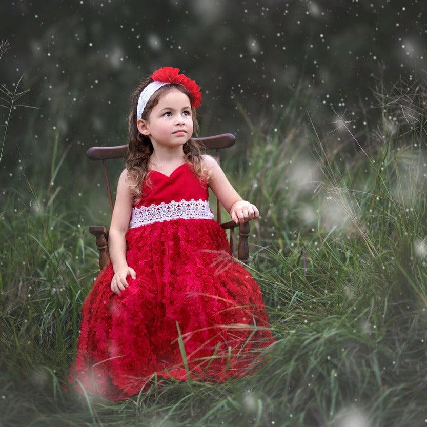 Shop Exclusive Red Holiday Maxi Dress for Girls - Haute Baby
