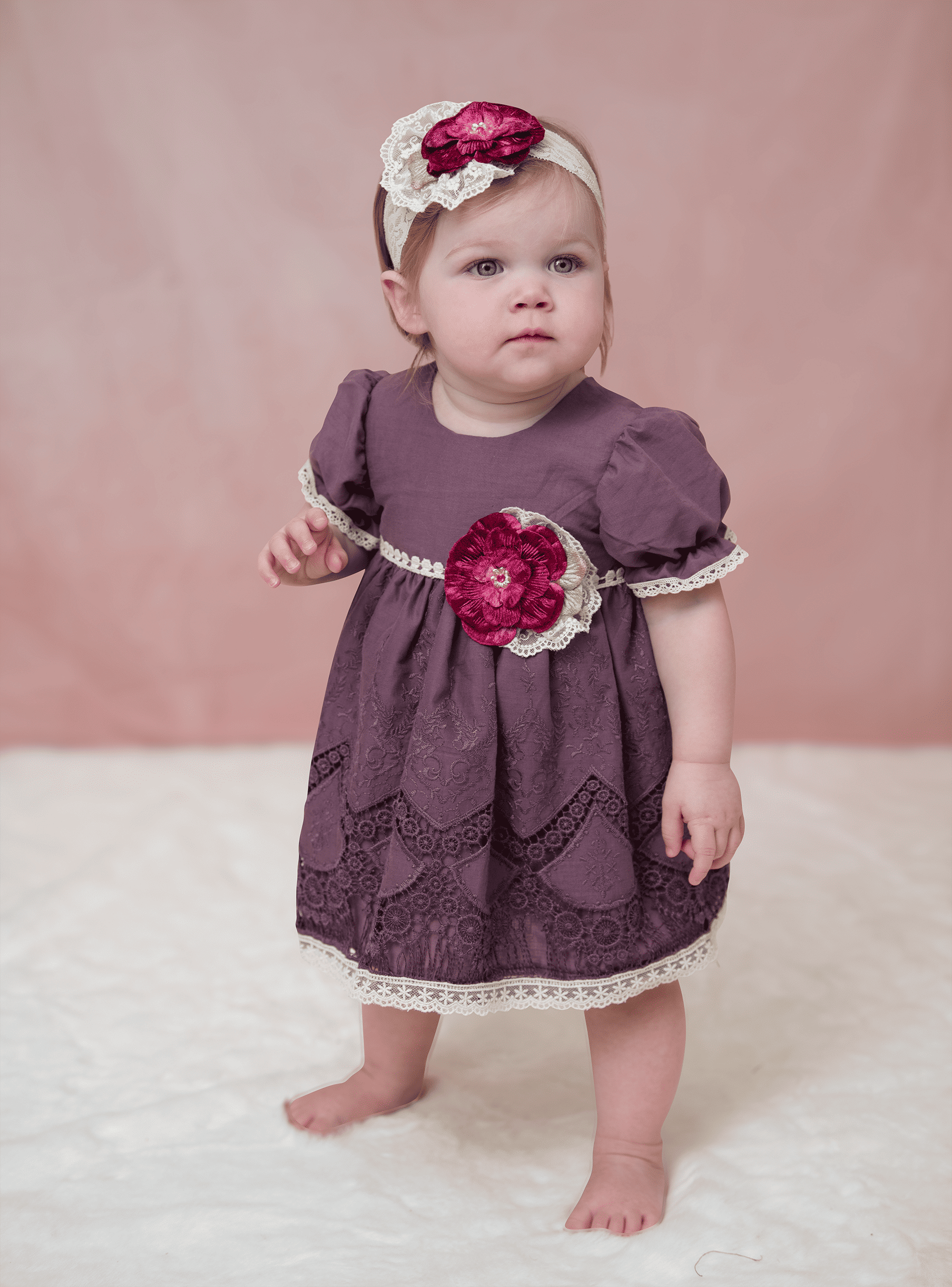 Shop Violet Field Baby Dress for Baby Girls Online - Haute Baby 2T / PURPLE Shop Violet Field Baby Dress for Baby Girls Online - Haute Baby 2T / PURPLE